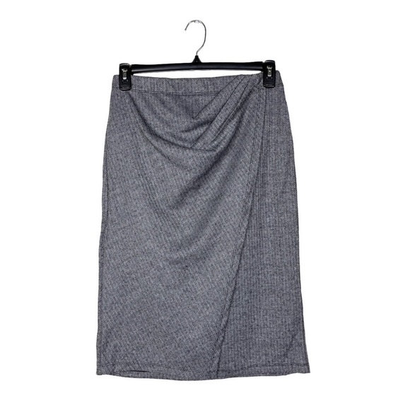 NWT Max Studio Gray Herringbone Pull On Gathered Faux Wrap Pencil Skirt Size M - Picture 1 of 7